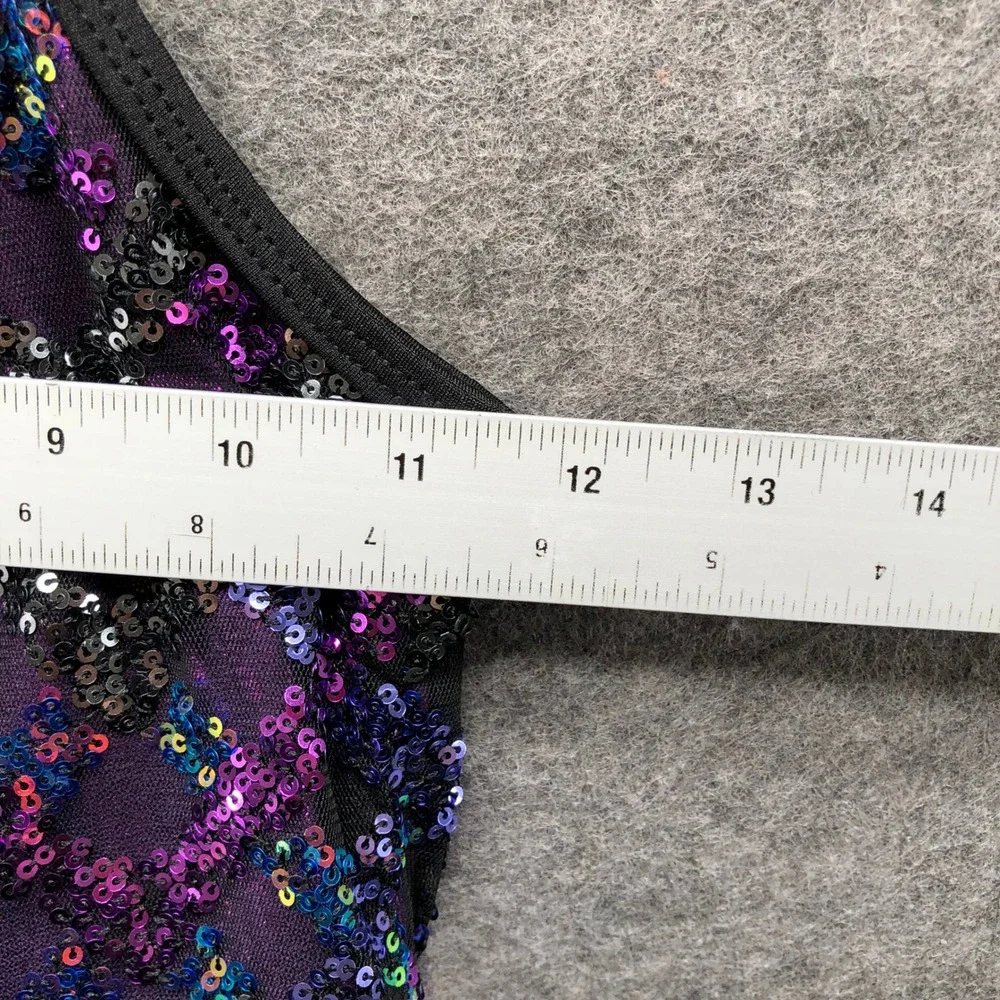 A Wish Come True Trustfall Dance Leotard Girls MC Purple Sequin Romper One Piece